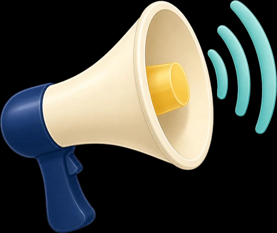 Illustration of a megaphone for sharing work with clients for review